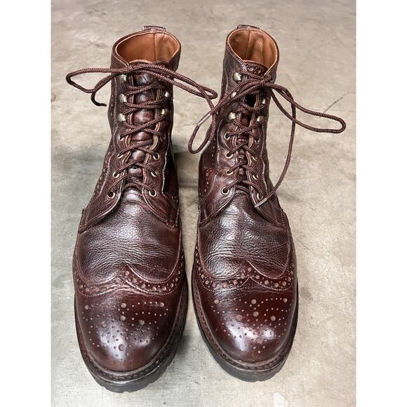 Allen Edmonds Long Branch Boots 6021 Wingtip Brown Leather Brogue Size 13 D - Picture 12 of 14